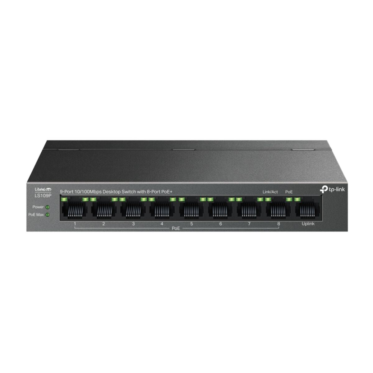 TP-Link LiteWave LS109P commutateur réseau Non-géré Fast Ethernet (10/100) Connexion Ethernet, supportant l'alimentation via ce port (PoE) Noir