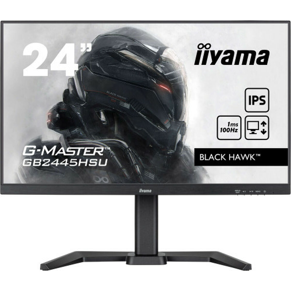 IIYAMA 23.8in G-Master Black Hawk, IPS panel, 1920x1080 100Hz, 1ms, 300cd/m2, 1300:1, Speakers, 1xHDMI, 1xDisplayPort, USB HUB (2x2.0), 15cm height adjustable stand, Black Tuner, i-Style Colour