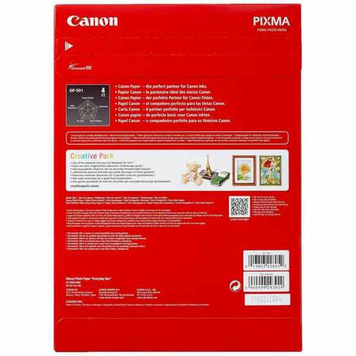 CANON GP-501 brillant photo  papier inkjet 210g/m2 A4 100 feuilles pack de 1