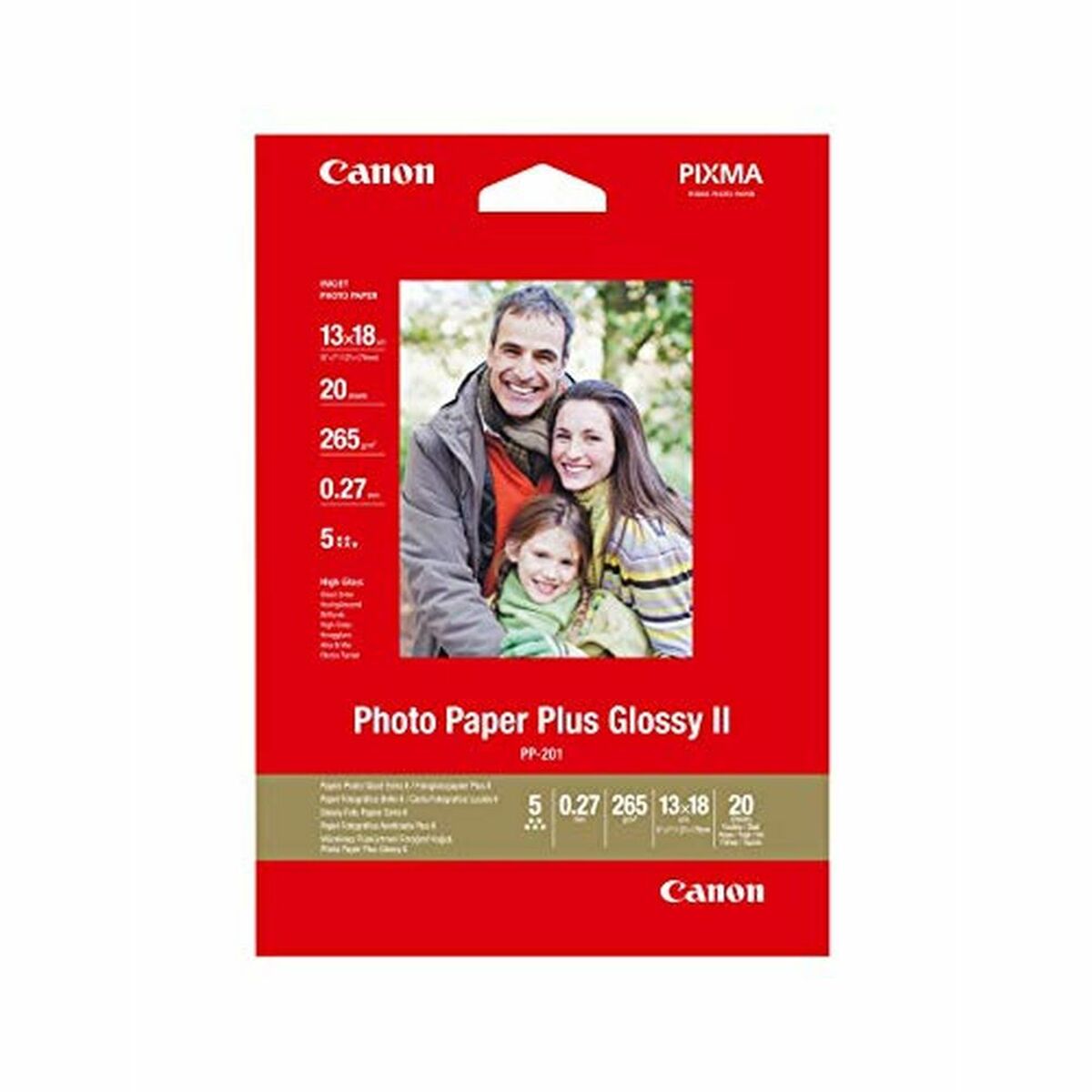 CANON PP-201 plus photo  papier 260g/m2 5x7 inch 20 feuilles pack de 1