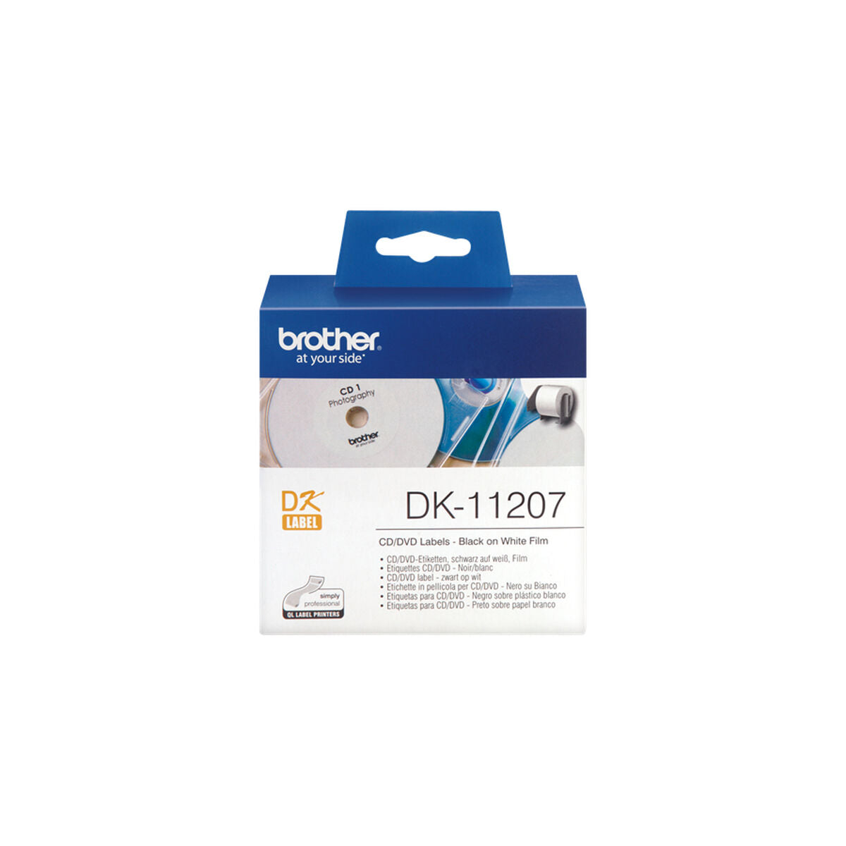 BROTHER P-TOUCH DK-11207 die-cut CD / DVD label (film) diameter 58mm 100 labels