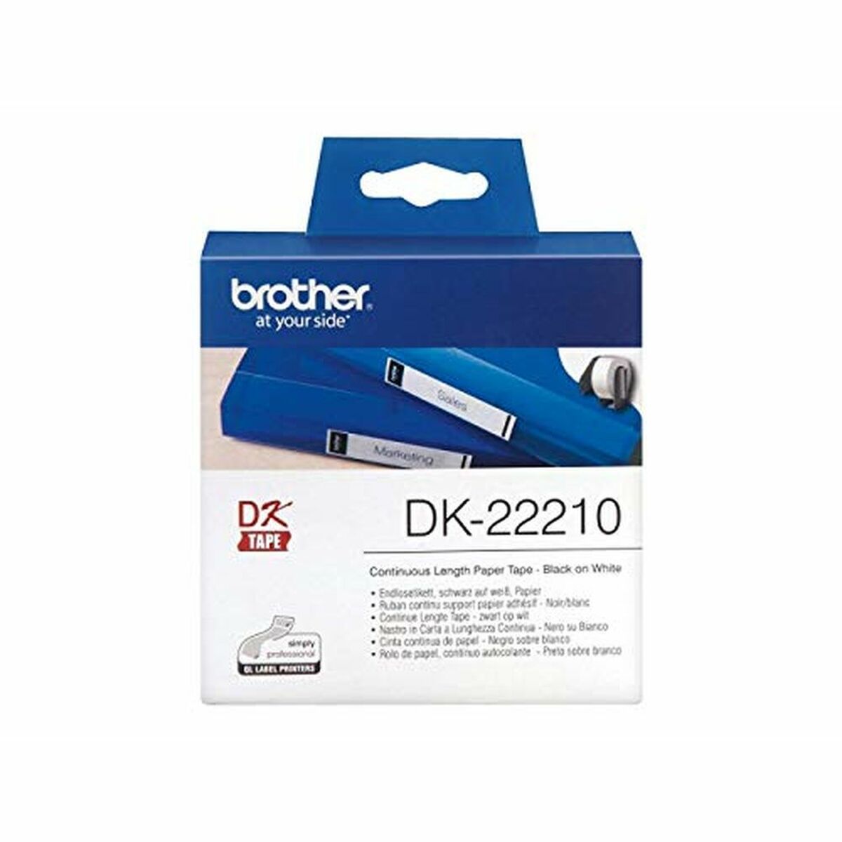 BROTHER Ruban continu Papier, Noir/Blanc, Largeur 29 mm