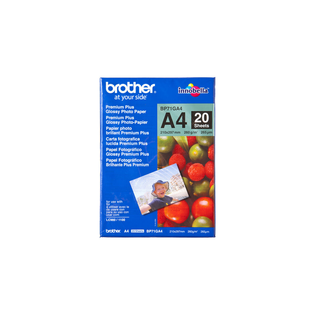 BROTHER brillant photo  papier blanc 260g/m2 A4 20 feuilles pack de 1