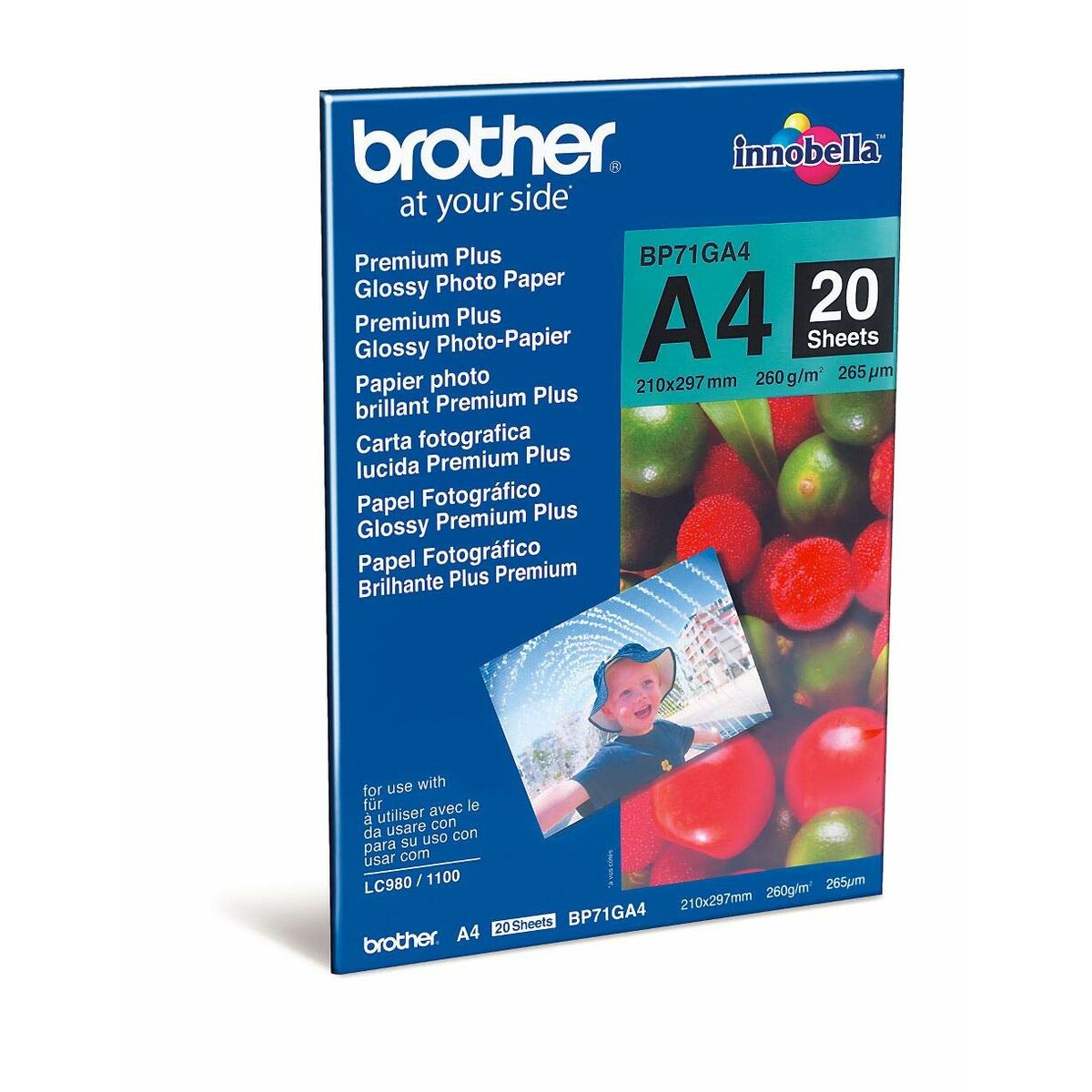 BROTHER brillant photo  papier blanc 260g/m2 A4 20 feuilles pack de 1