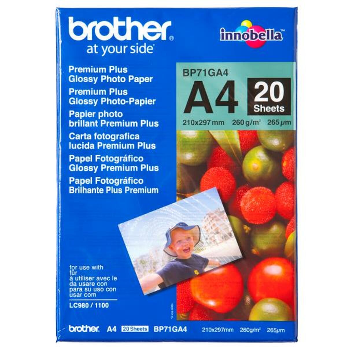 BROTHER brillant photo  papier blanc 260g/m2 A4 20 feuilles pack de 1