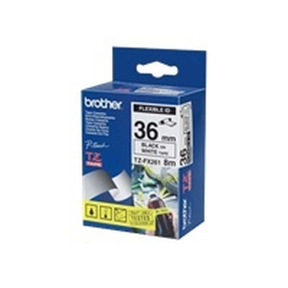 BROTHER TZEFX261 36mm Black on White Flexible ID