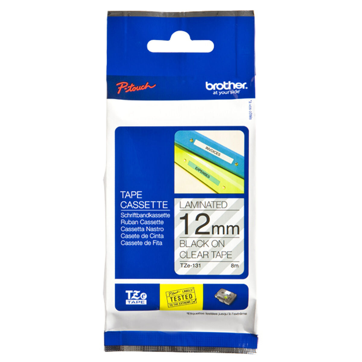Tape/12mm black on clear f P-Touch TZE