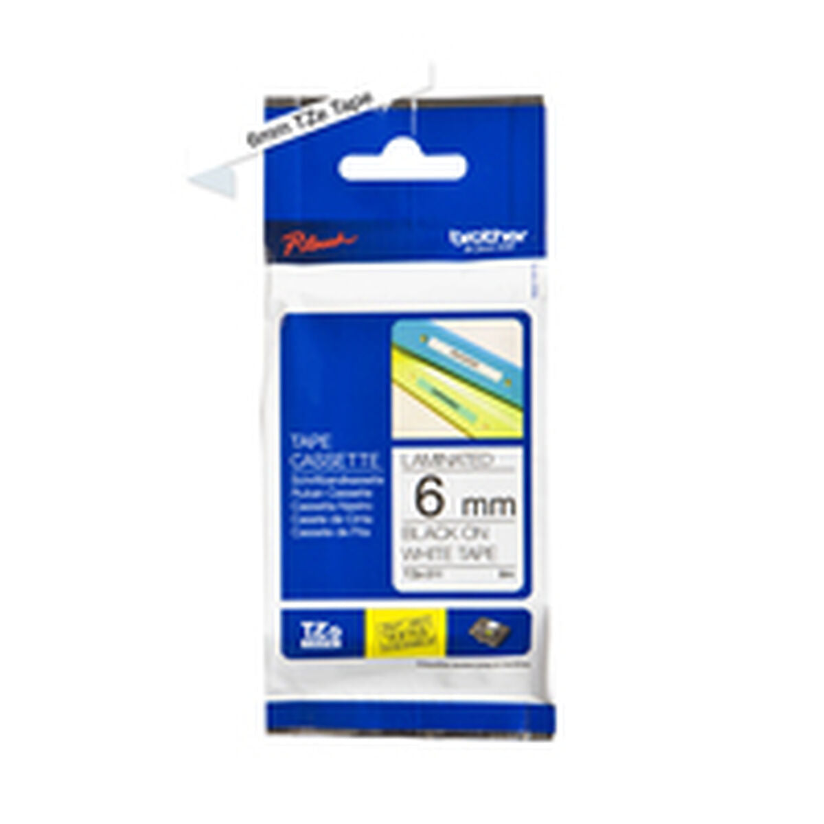BROTHER P-TOUCH TZE-211 noir sur blanc 6mm