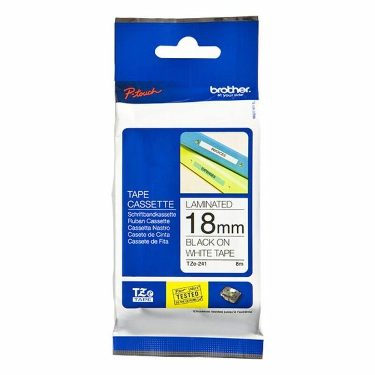 BROTHER P-TOUCH TZE-241 noir sur blanc 18mm pièce
