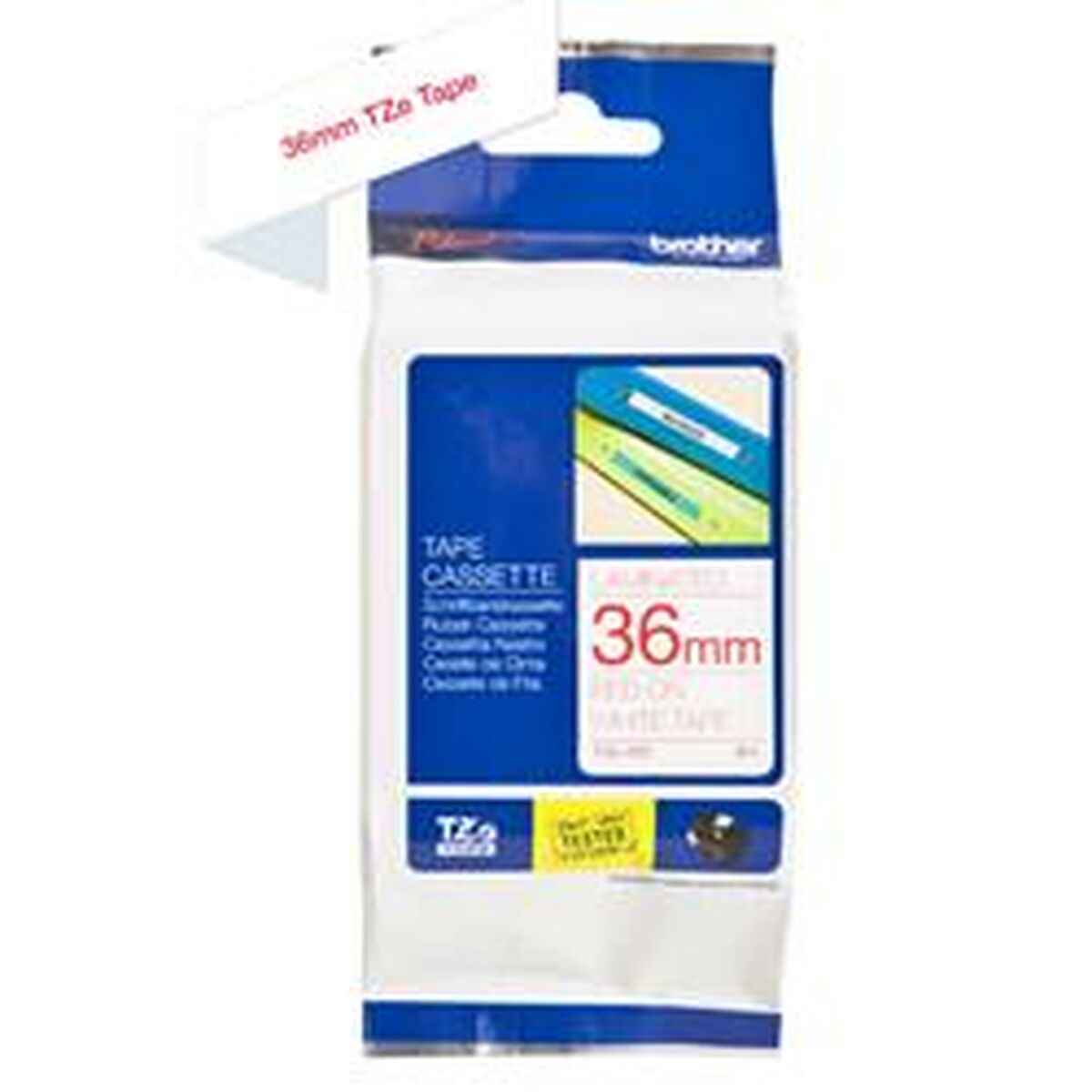 BROTHER P-TOUCH TZE-262 rouge sur blanc 36mm