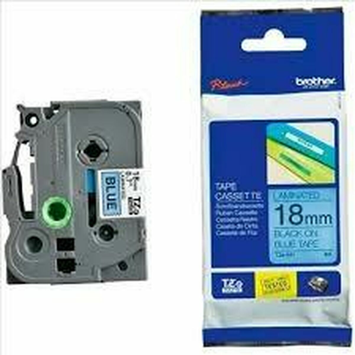BROTHER P-TOUCH TZE-541 noir sur bleu 18mm