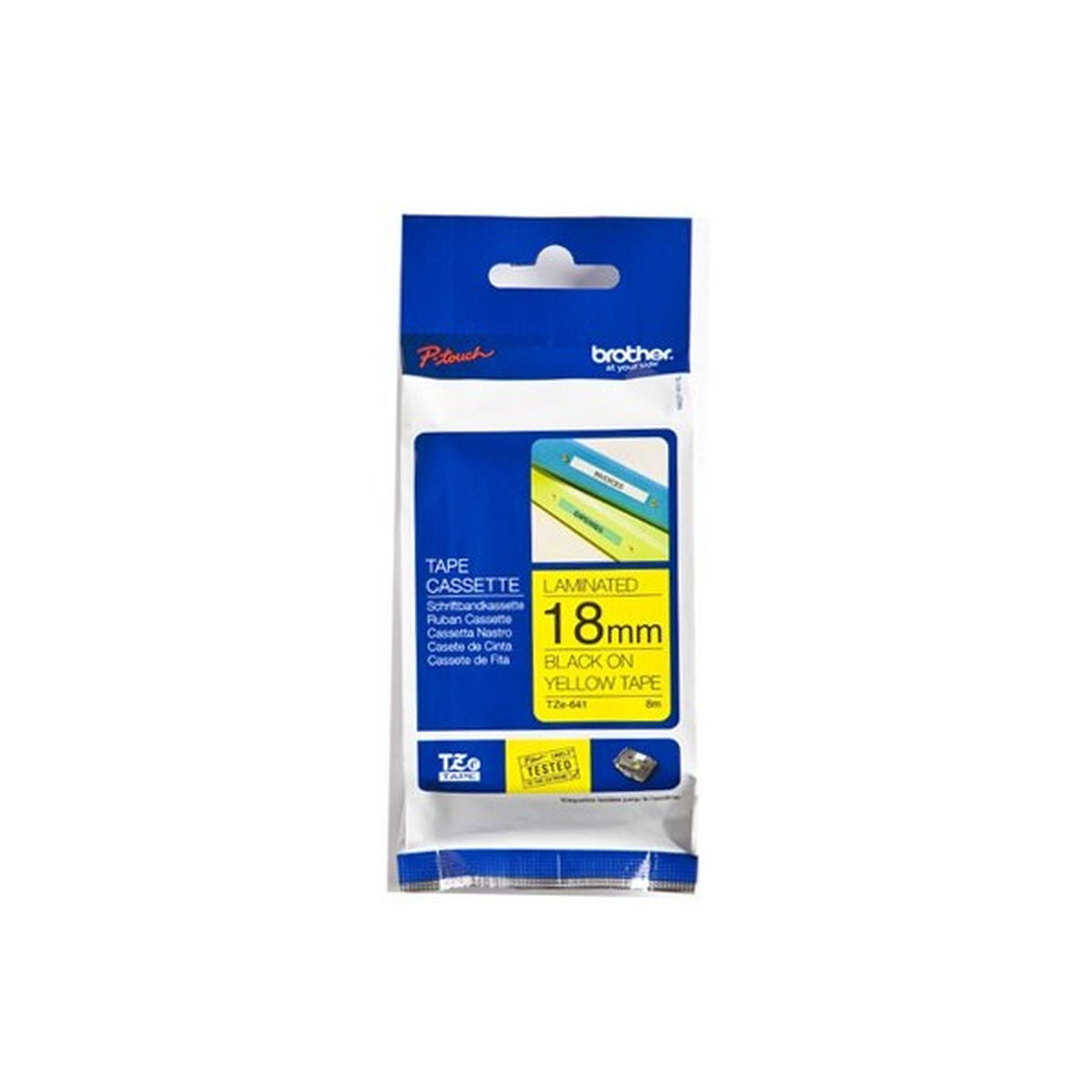 BROTHER P-TOUCH TZE-641 noir sur jaune  18mm