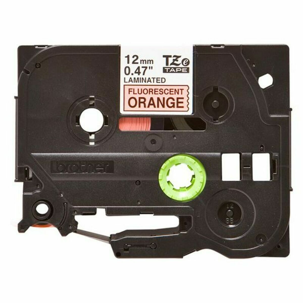 BROTHER P-TOUCH TZE-B31 noir sur neon orange 12mm