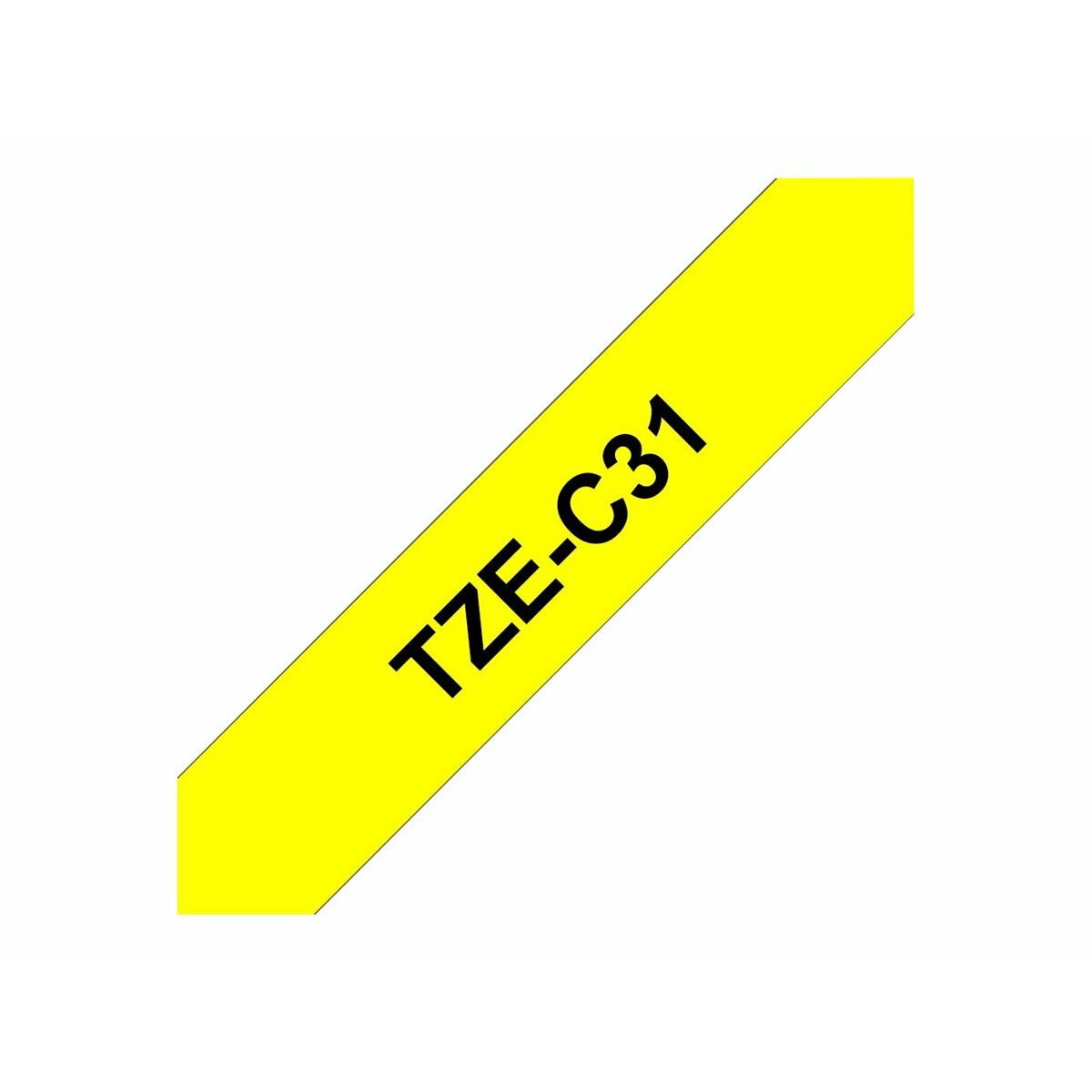 BROTHER P-TOUCH TZE-C31 noir sur neonjaune  12mm