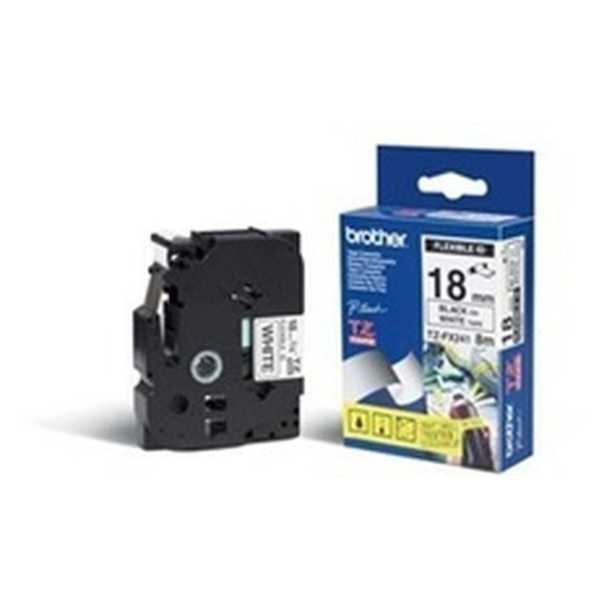 BROTHER P-TOUCH TZE-FX241 noir sur blanc 18mm