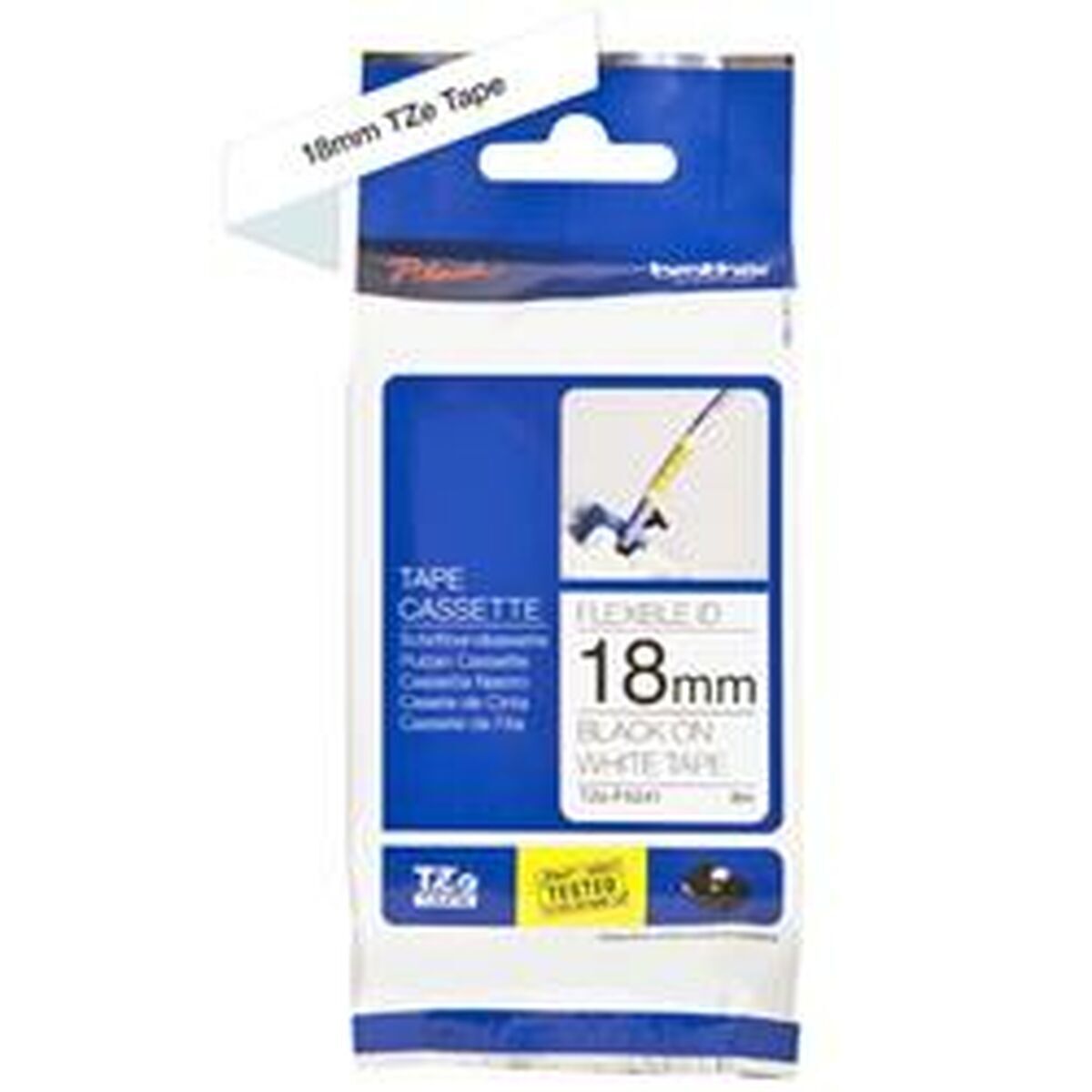 BROTHER P-TOUCH TZE-FX241 noir sur blanc 18mm