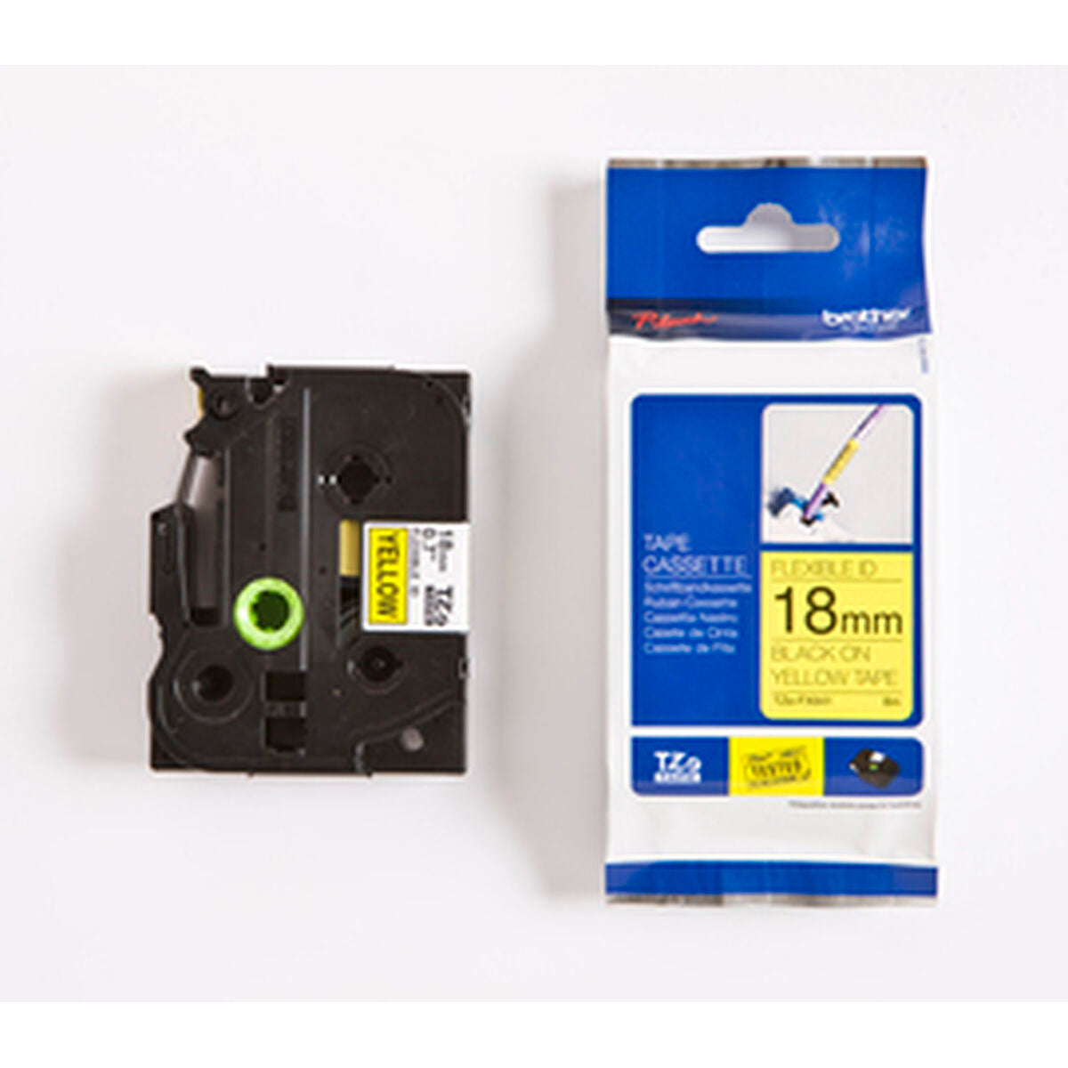 BROTHER P-TOUCH TZE-FX641 noir sur jaune  18mm