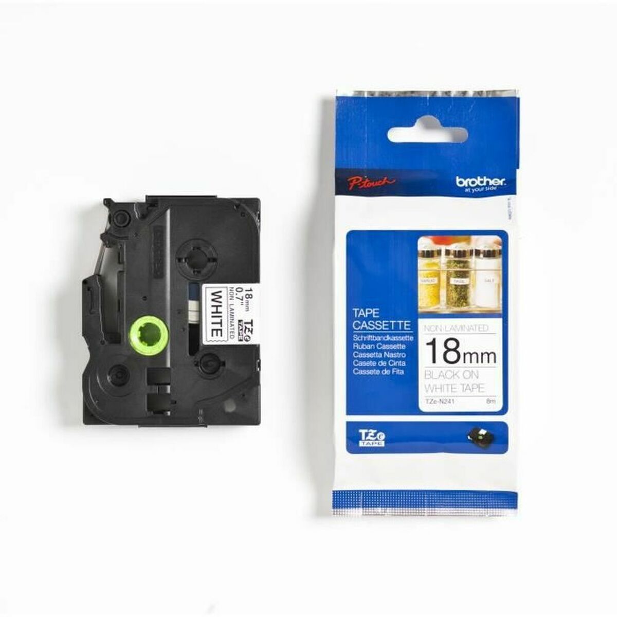 BROTHER P-TOUCH TZE-N241 noir sur blanc 18mm