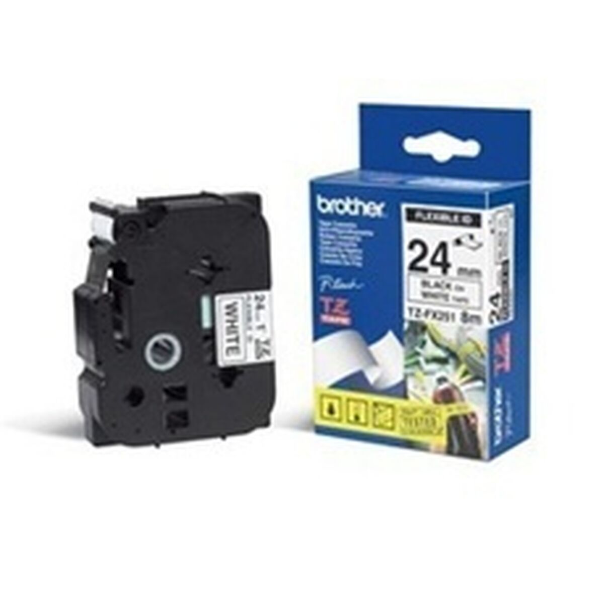 BROTHER P-TOUCH TZE-FX651 noir sur jaune  24mm
