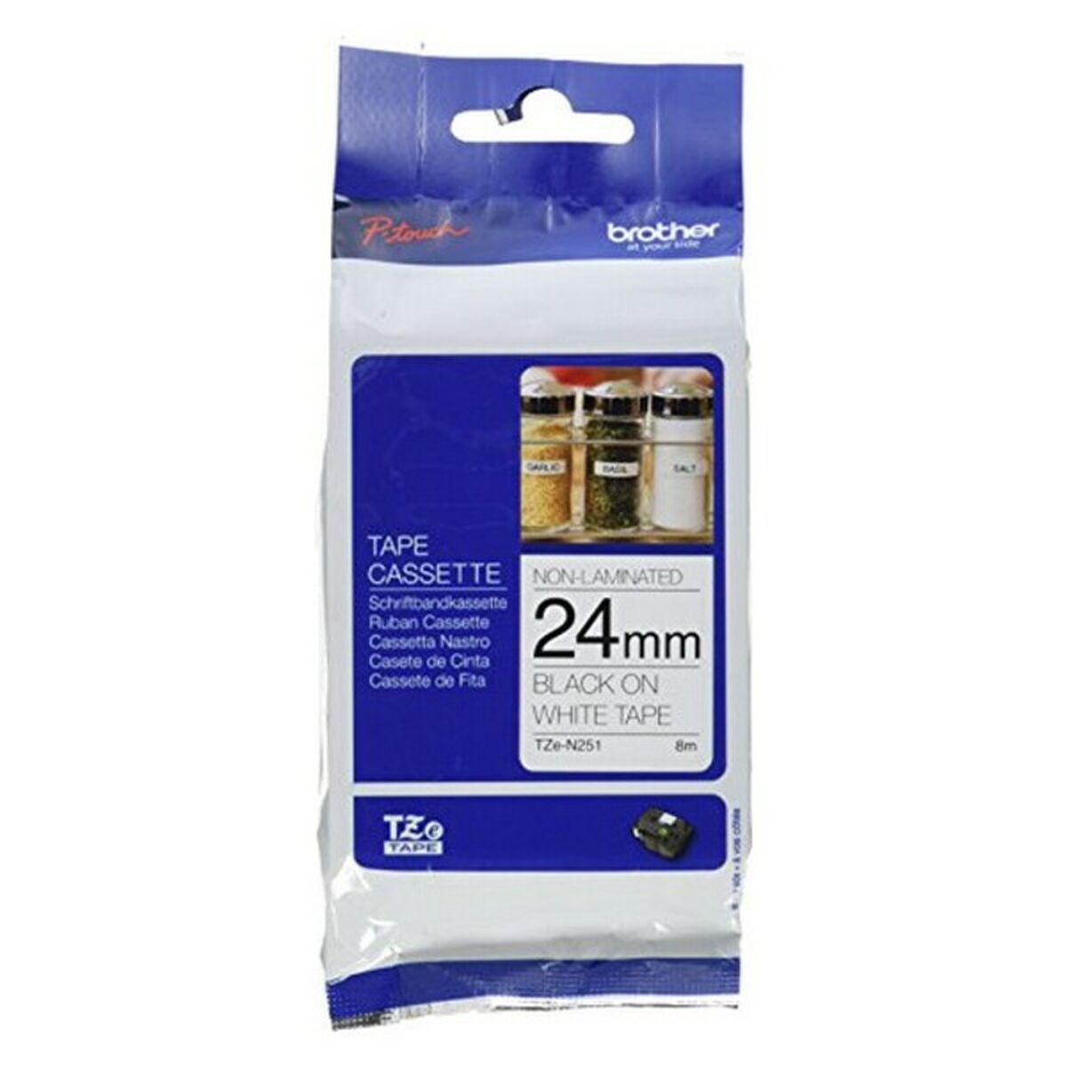 BROTHER P-TOUCH TZE-N251 noir sur blanc 24mm
