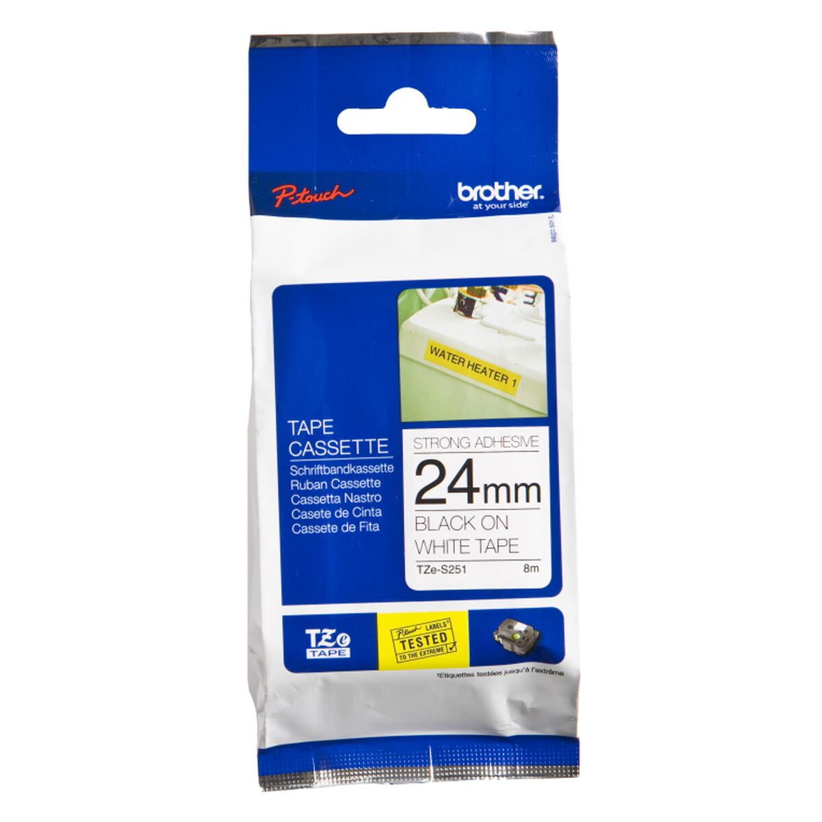 BROTHER P-TOUCH TZE-S251 noir sur blanc 24mm extra gluey