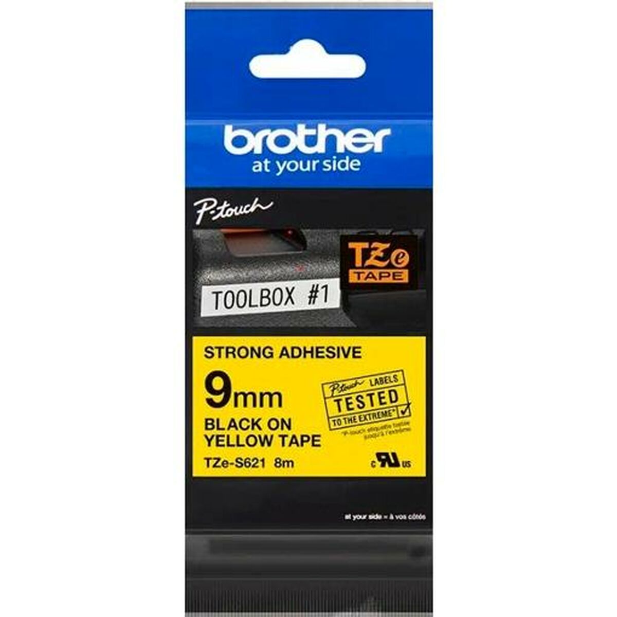BROTHER P-TOUCH TZE-S621 noir sur jaune  9mm extra gluey