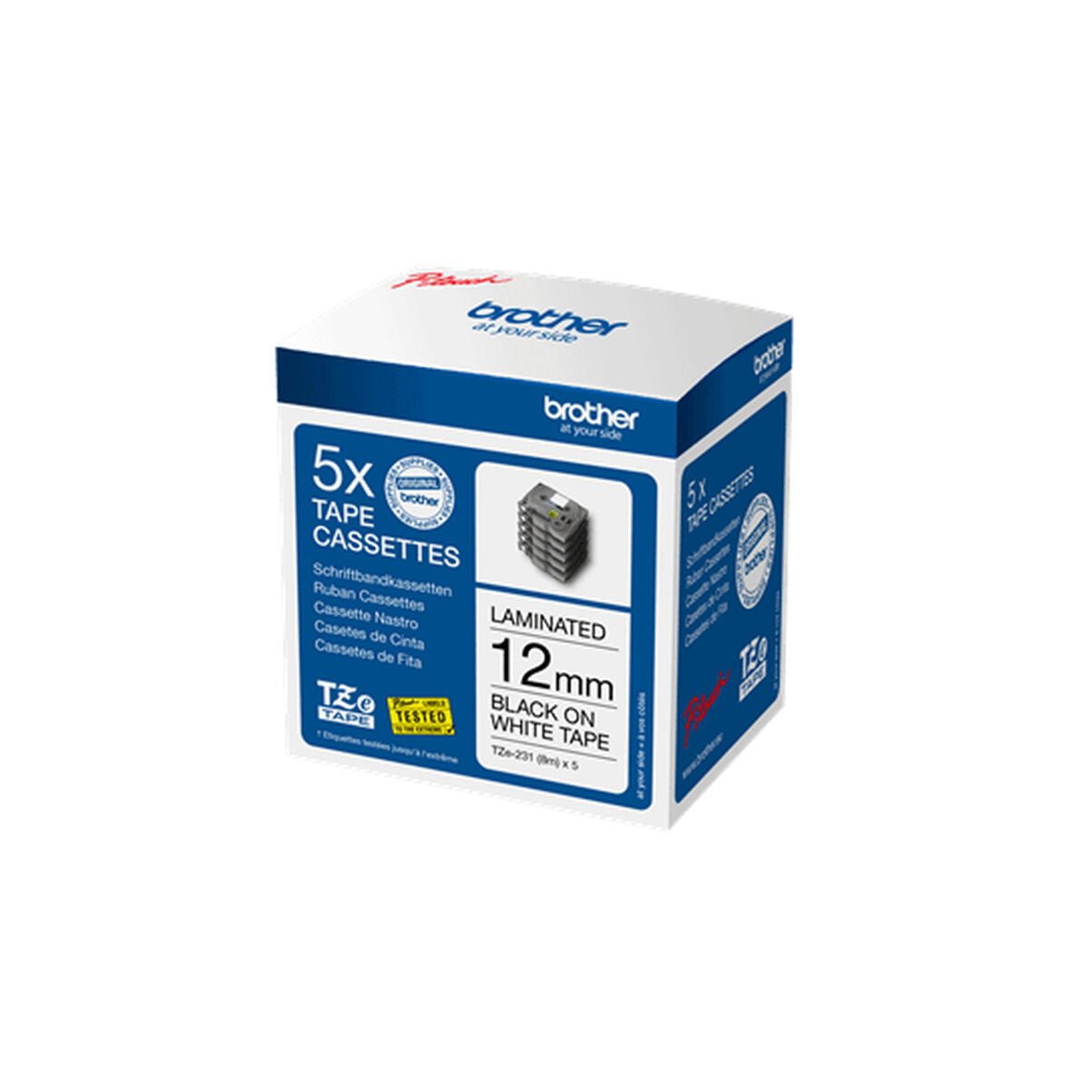 Pack de 5 rubans TZe231 12mm Noir sur f