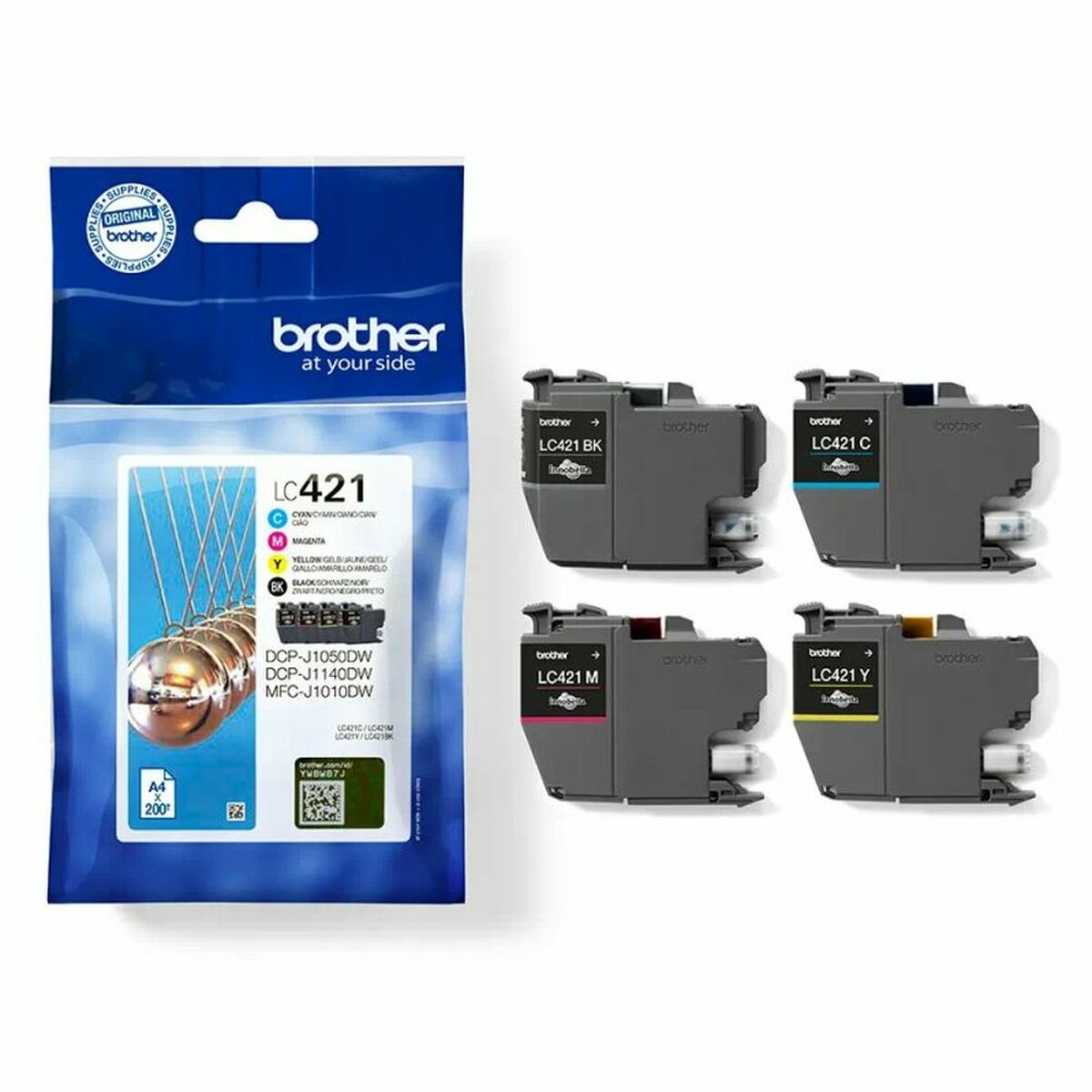 BROTHER 4-pack of Black Cyan Magenta and Yellow 200-page standard capacity ink cartridges for DCP-J1050DW MFC-J1010DW and DCP-J11