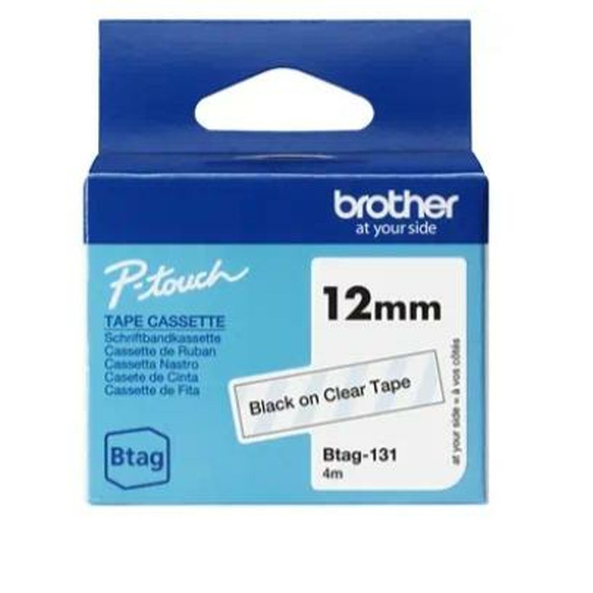 BROTHER 12MM BTAG131 Tape Black on Transparent