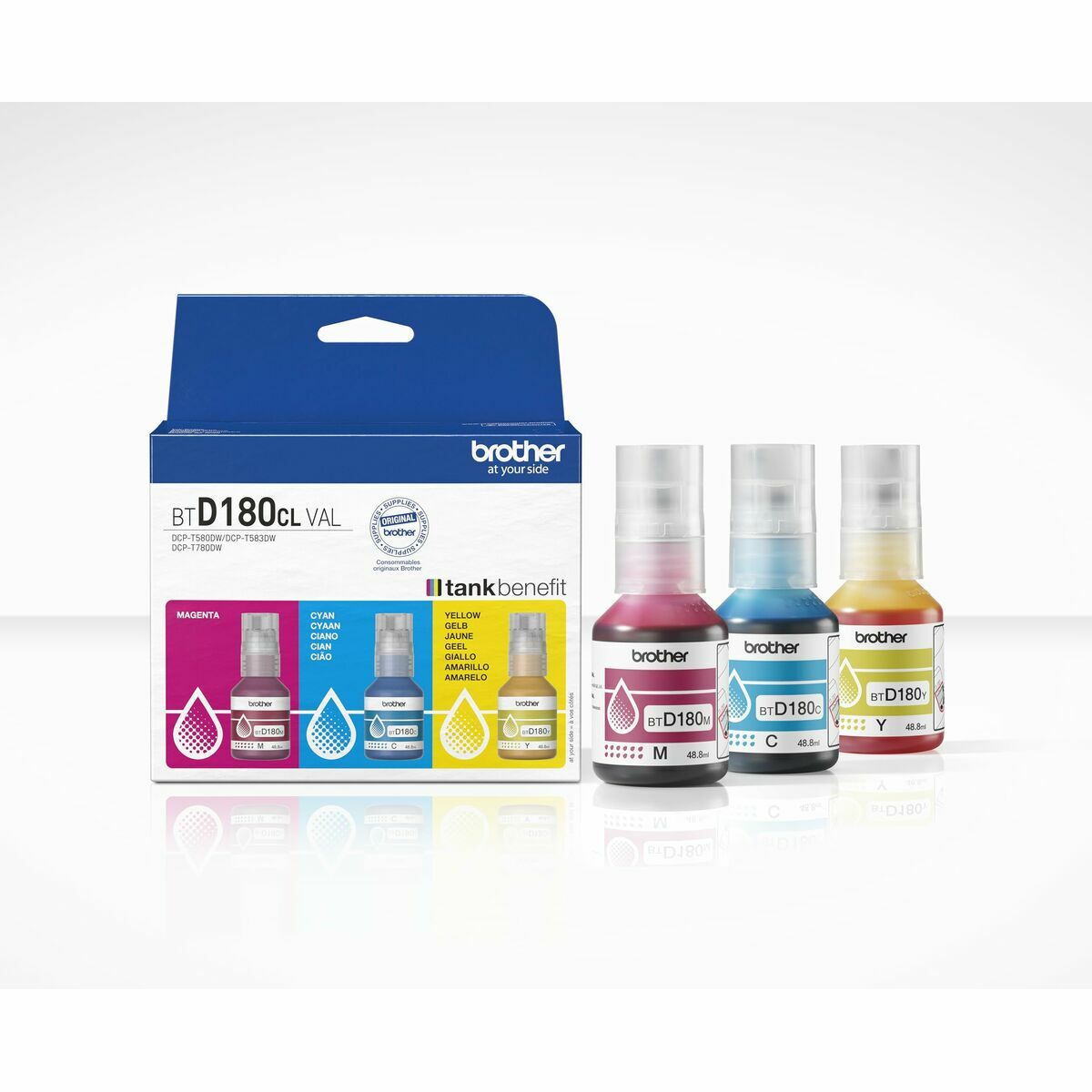 BROTHER CMY value pack ink 3 bottles yield up to 5.000 pages each