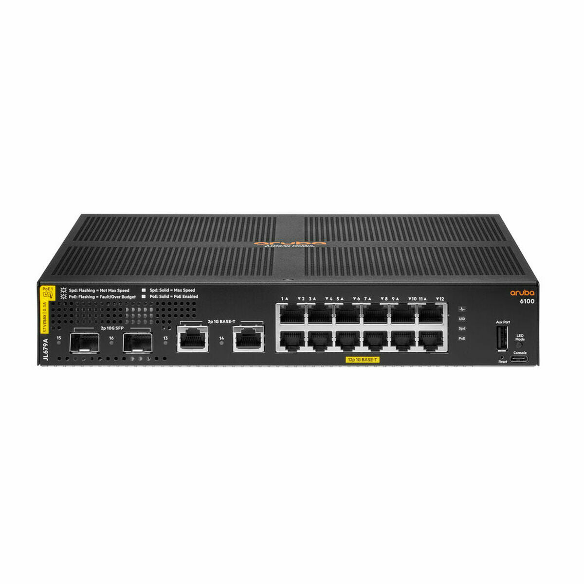 HPE Aruba 6100 12G Class4 PoE 2G/2SFP+ 139W Switch