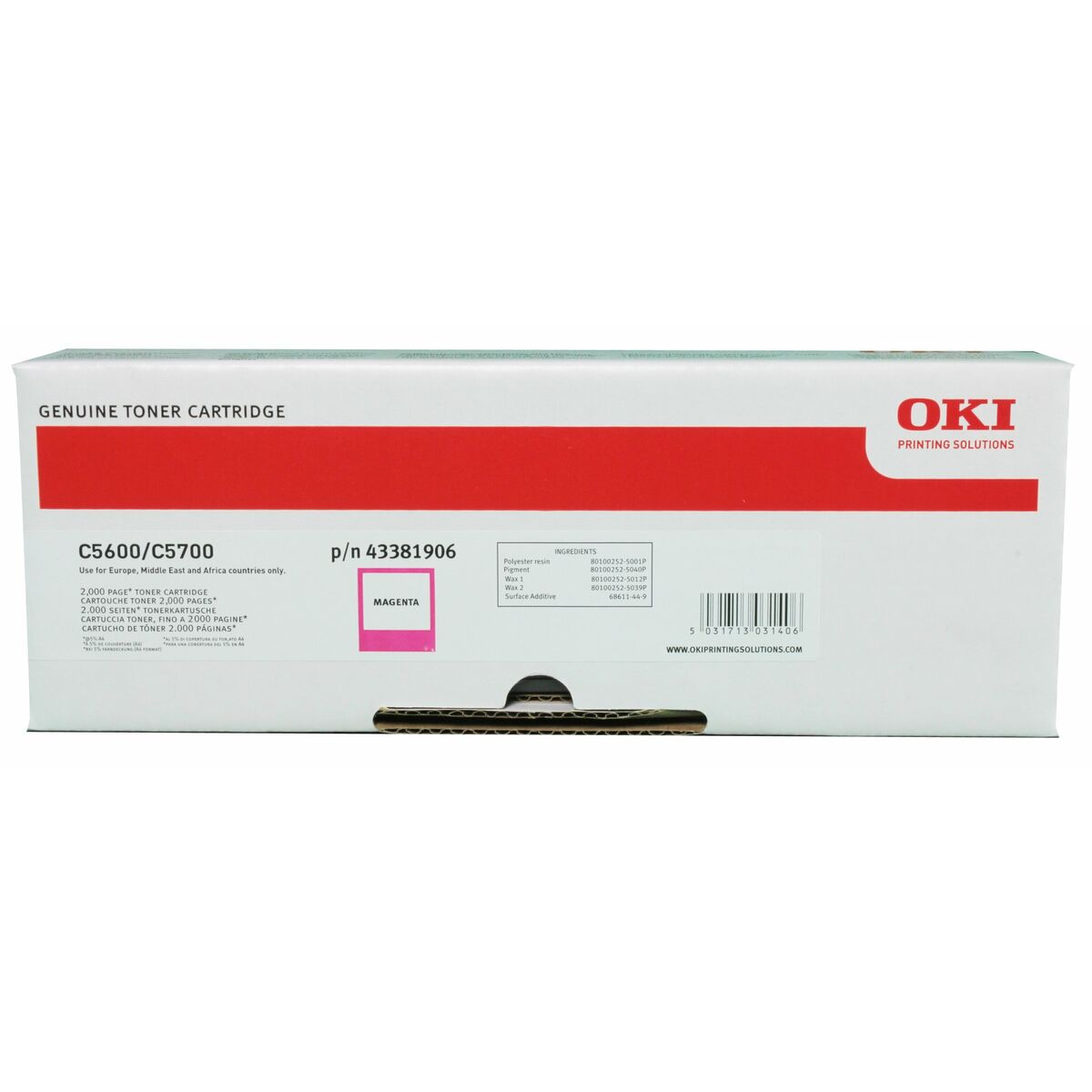 OKI C5600, C5700 cartouche de toner magenta capacité standard 2.000 pages pack de 1