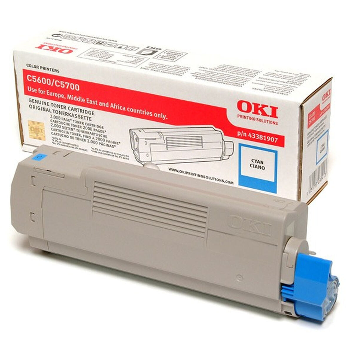 OKI C5600, C5700 cartouche de toner cyan capacité standard 2.000 pages pack de 1