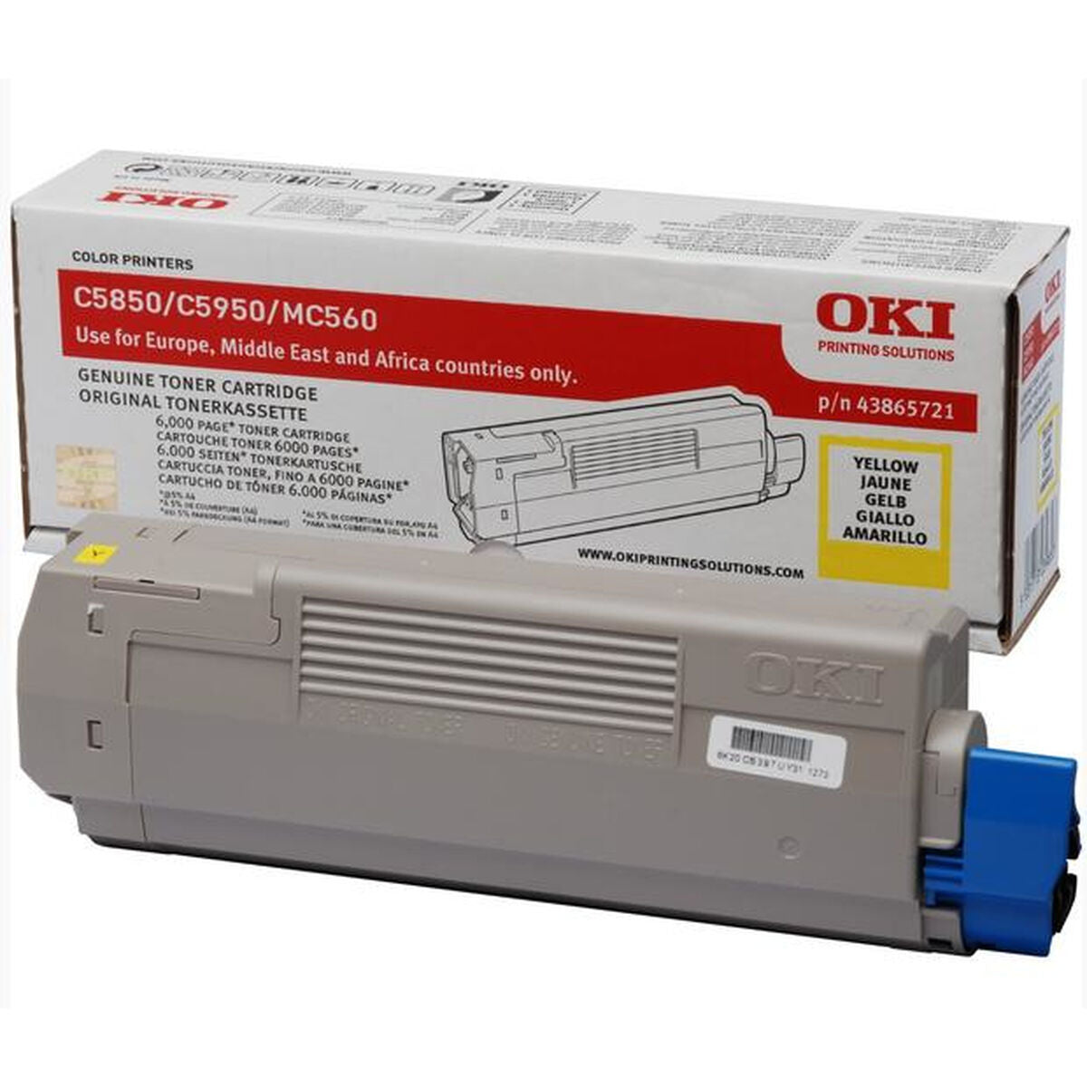 OKI C5850, C5950 cartouche de toner jaune capacité standard 6.000 pages pack de 1