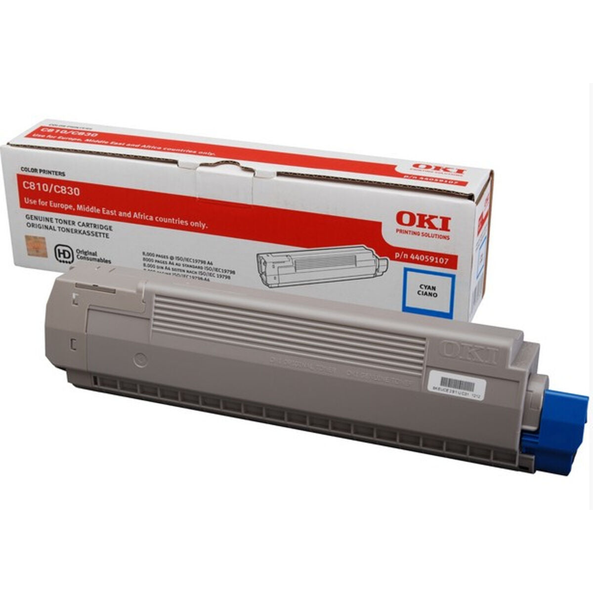 OKI C810, C830 cartouche de toner cyan capacité standard 8.000 pages pack de 1