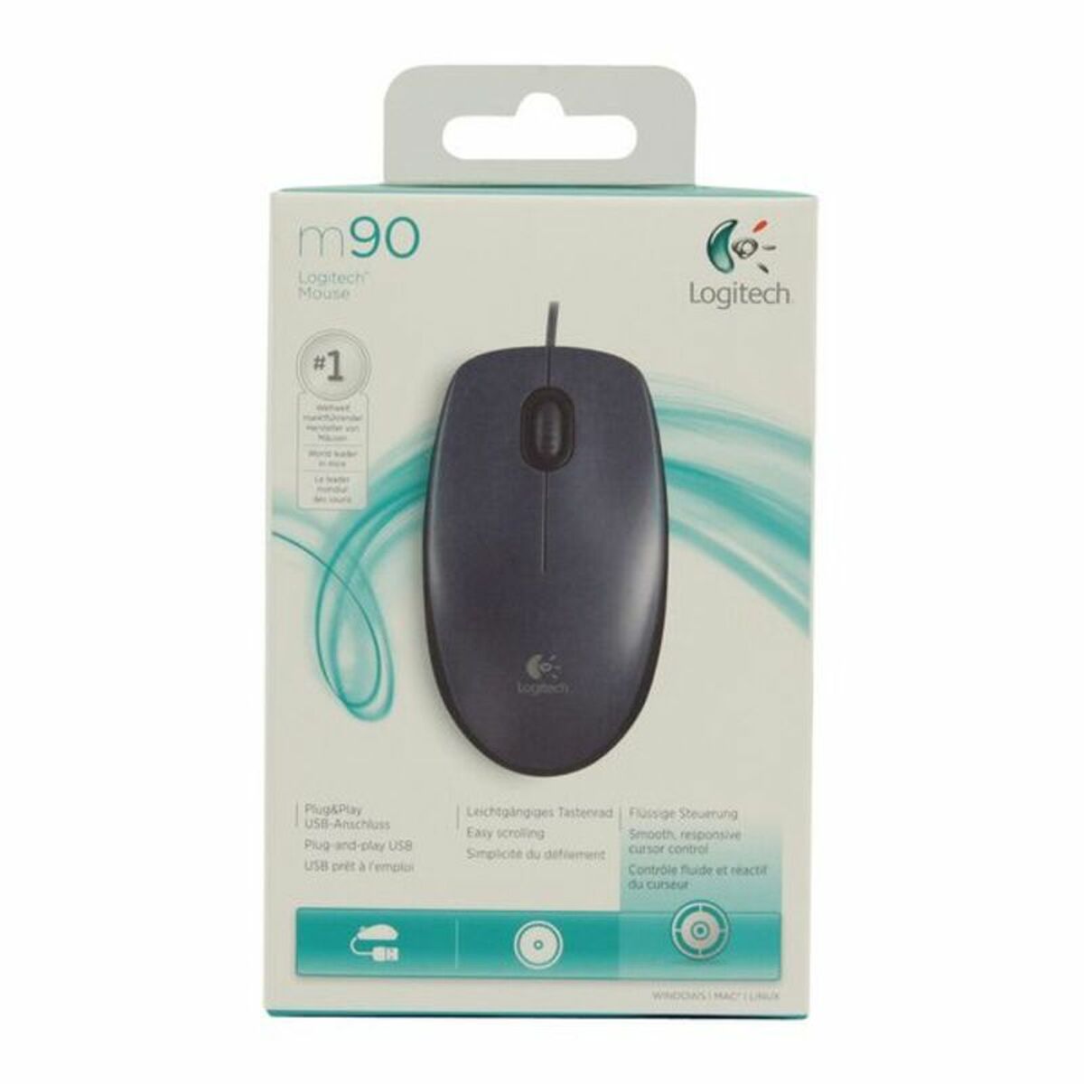 LOGITECH M90 Mouse right and left-handed optical wired USB