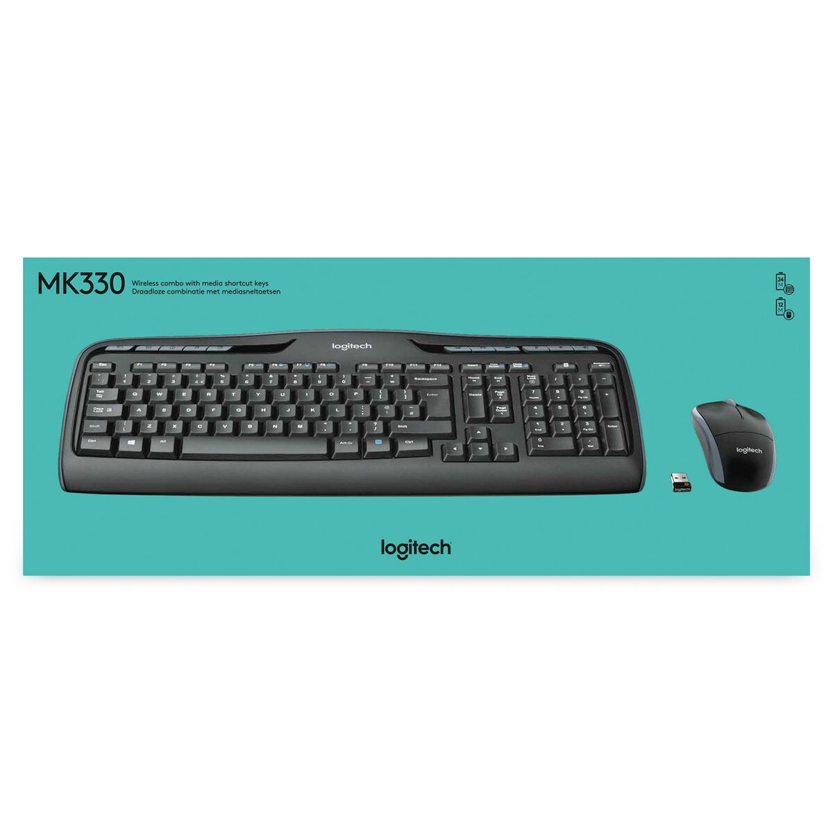 Logitech MK330 clavier Souris incluse Bureau USB QWERTY US International Noir