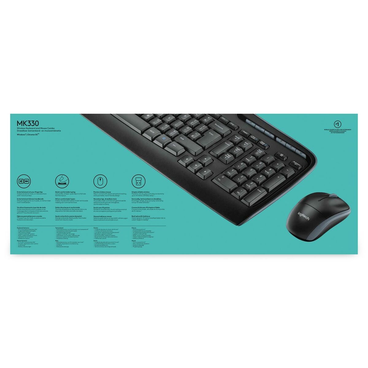 Logitech MK330 clavier Souris incluse Bureau USB QWERTY US International Noir