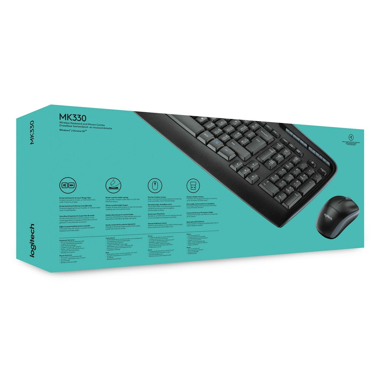 Logitech MK330 clavier Souris incluse Bureau USB QWERTY US International Noir