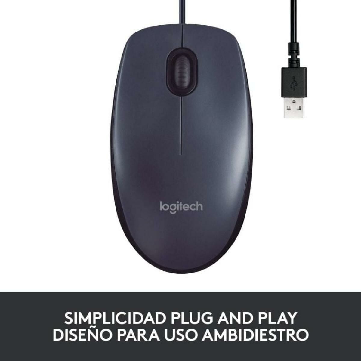LOGITECH B100 Mouse right and left-handed optical 3 buttons wired USB black