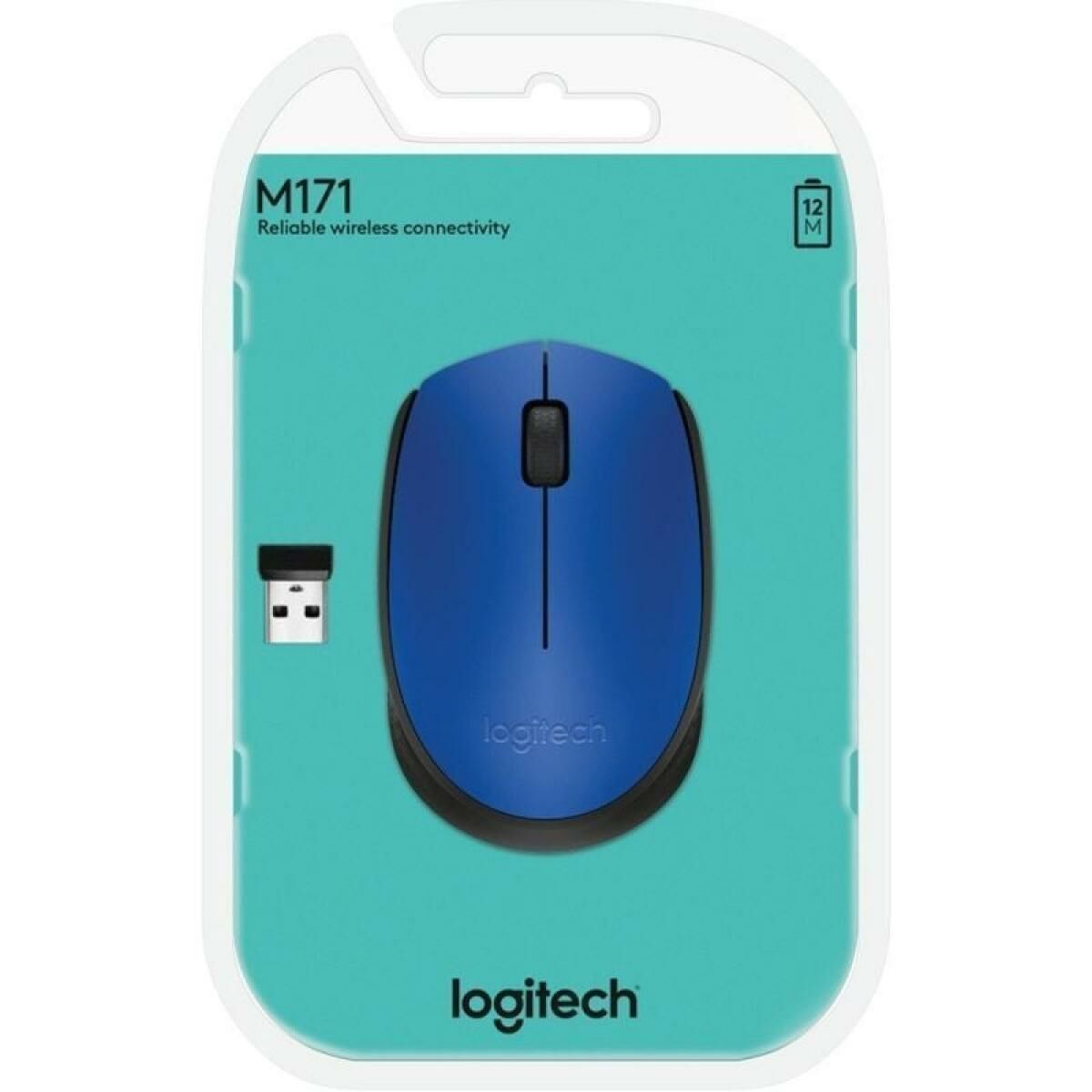 LOGITECH M171 Mouse right and left-handed wireless 2.4 GHz USB wireless receiver black blue
