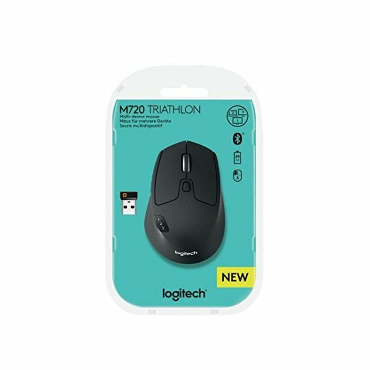 LOGITECH M720 Triathlon Mouse right-handed optical 7 buttons wireless Bluetooth 2.4 GHz USB wireless receiver