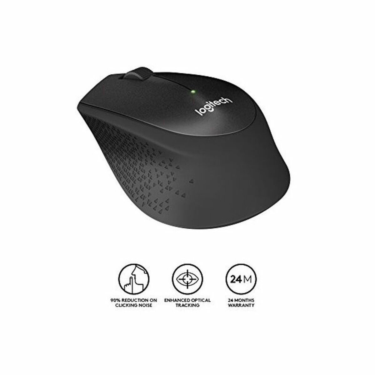 LOGITECH M330 SILENT PLUS Mouse 3 buttons wireless 2.4 GHz USB wireless receiver black