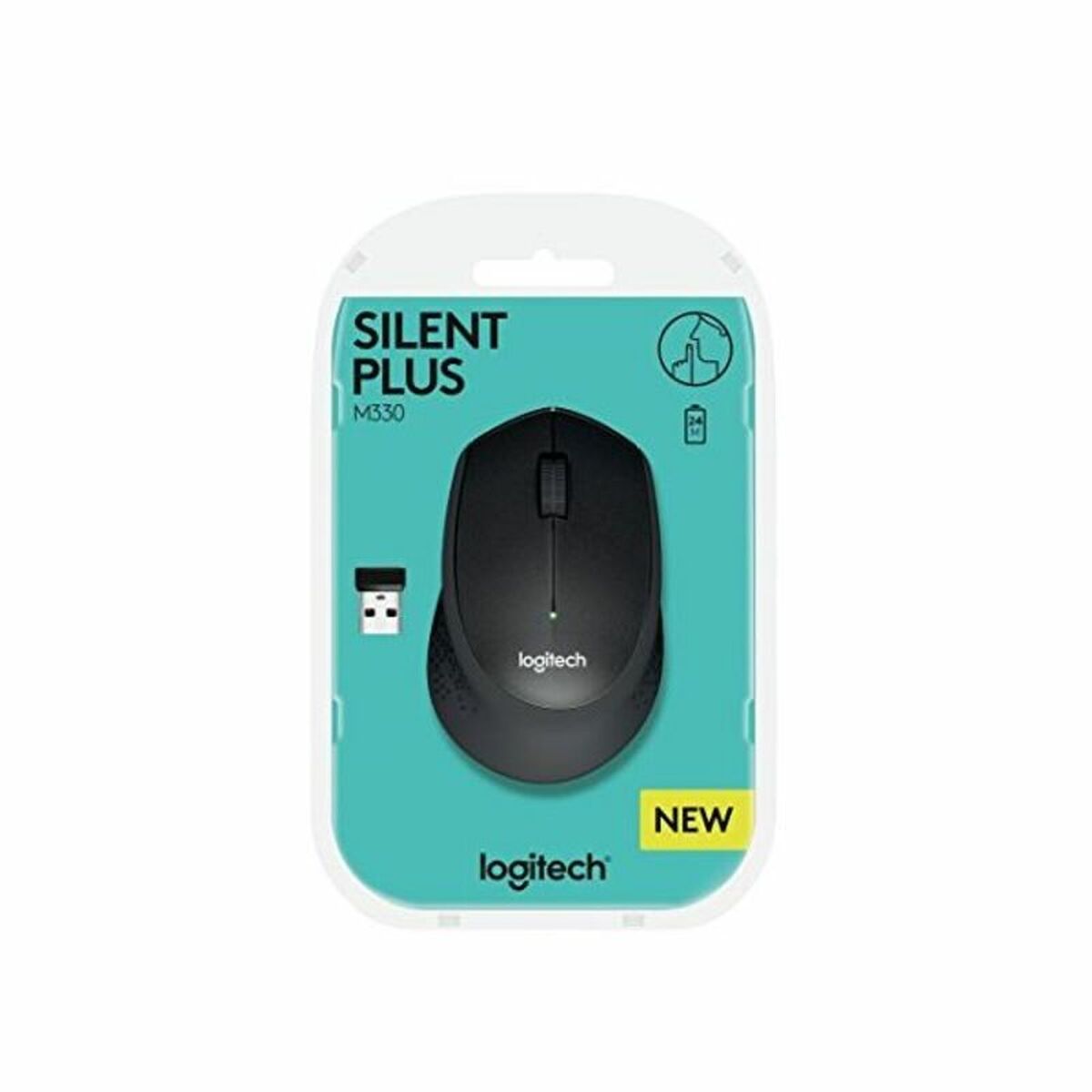 LOGITECH M330 SILENT PLUS Mouse 3 buttons wireless 2.4 GHz USB wireless receiver black