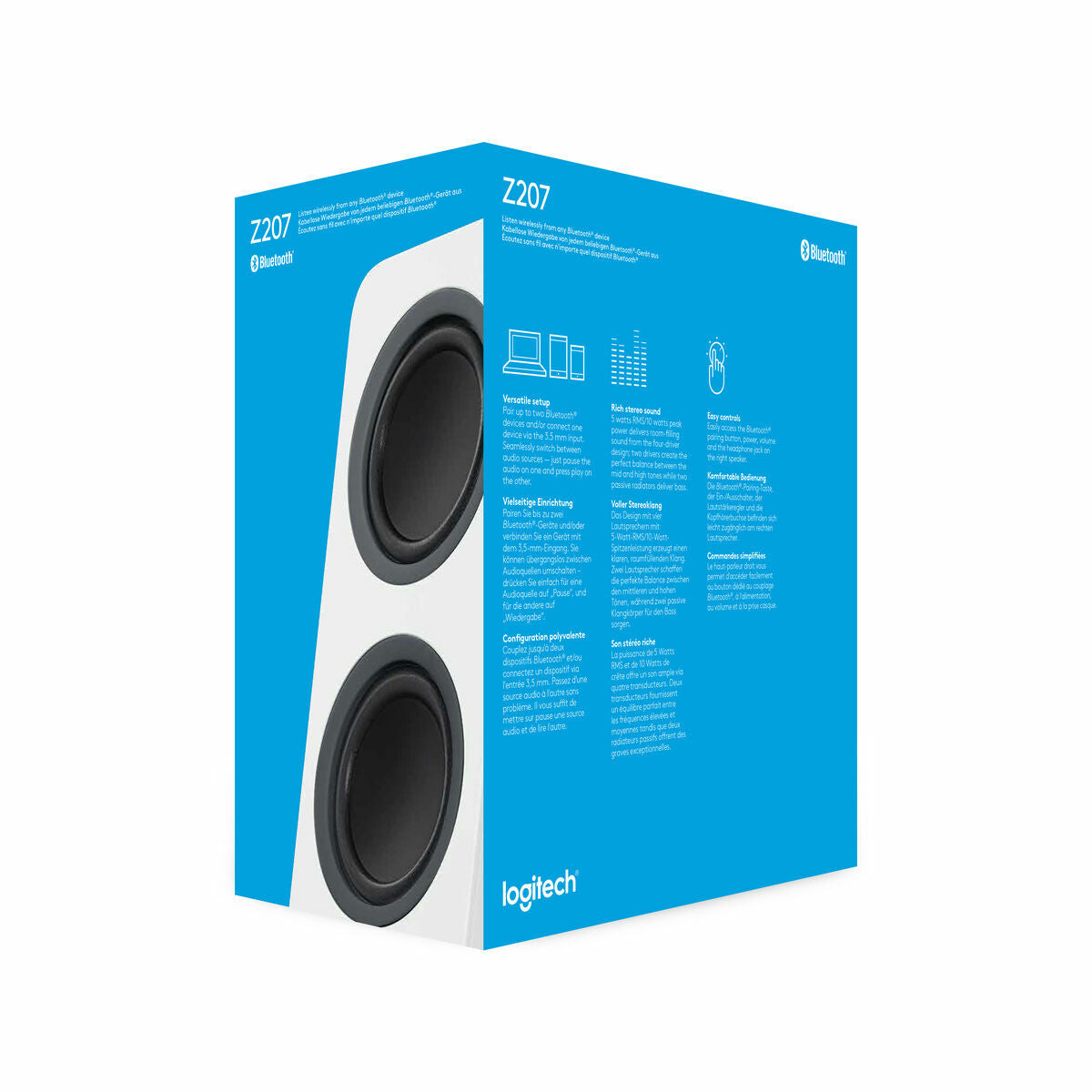LOGITECH Z207 Speakers for PC 2.0-channel wireless Bluetooth 5 Watt Total white
