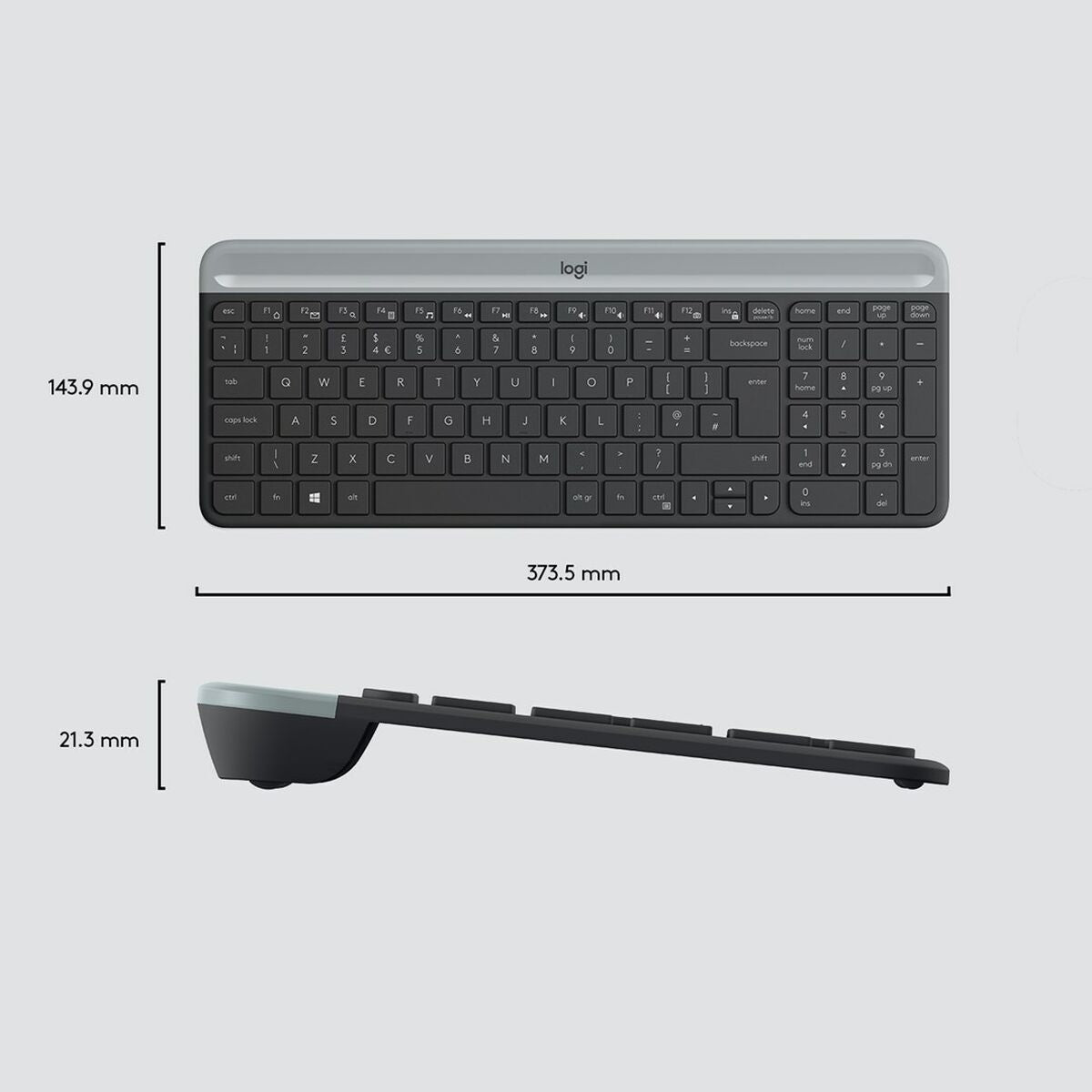Logitech Slim MK470 clavier Souris incluse Universel RF sans fil QWERTY US International Graphite