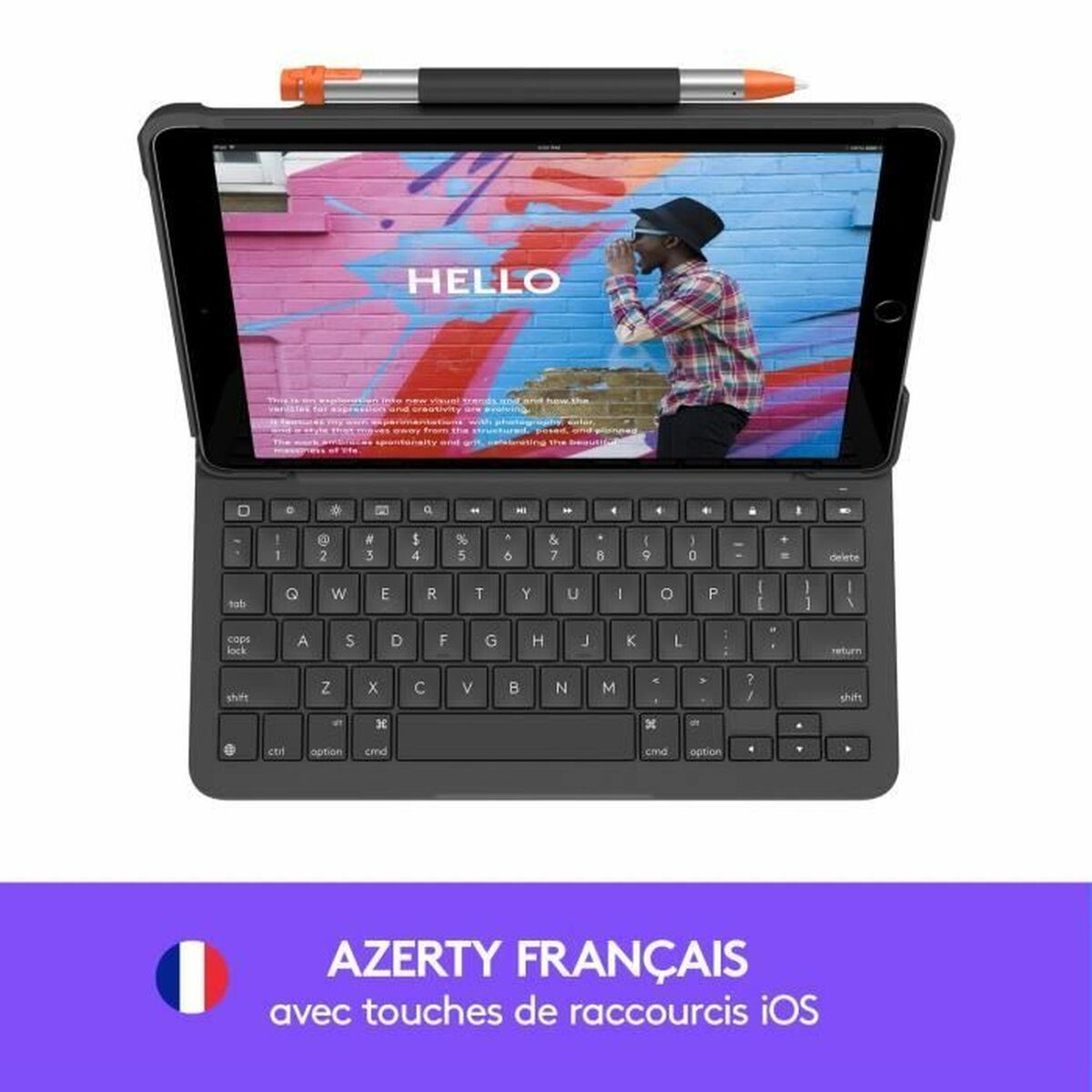 LOGITECH Slim Folio for iPad 7th & 8th generation - Graphite - Fra