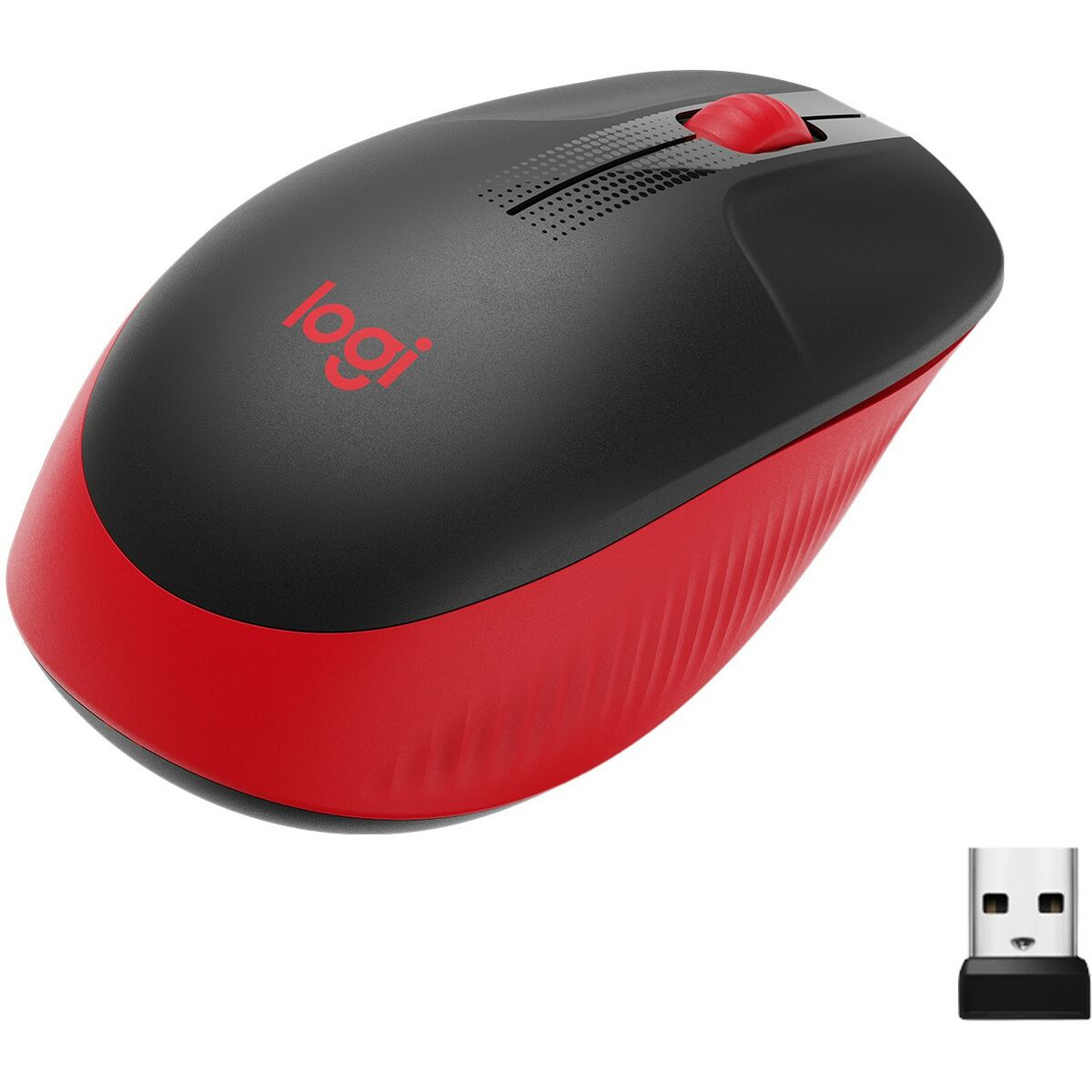 LOGITECH M190 Mouse optical 3 buttons wireless USB wireless receiver red