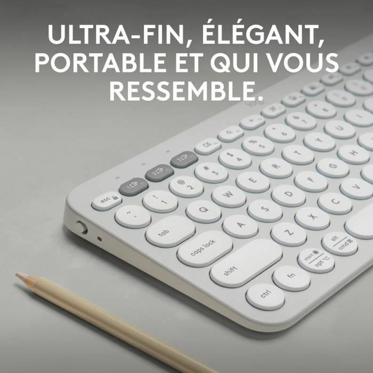 LOGITECH Pebble Keys 2 K380s - TONAL WHITE - (FRA) - BT - N/A - CENTRAL-419 - UNIVERSAL