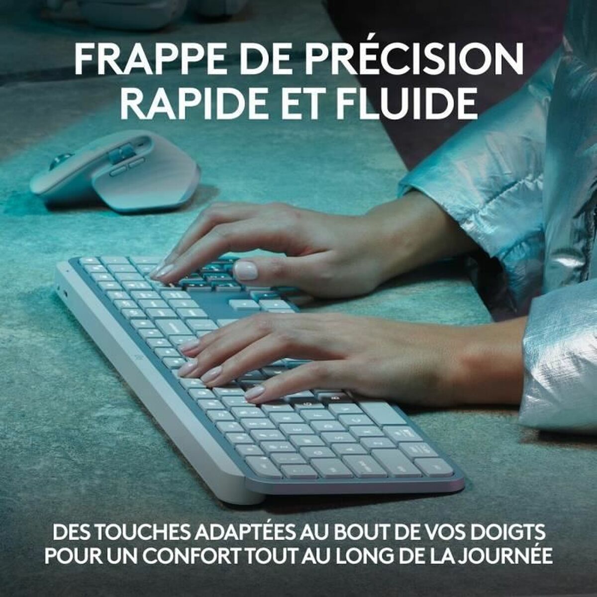 LOGITECH MX Keys S - PALE GREY - (FRA) - BT - N/A - CENTRAL-419